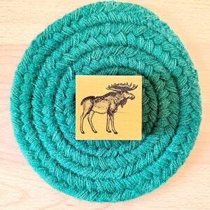 🫎NWOT MOOSE WOOD BLOCK RUBBER STAMP
